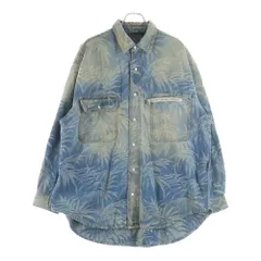 Palm Angels (パームエンジェルス) 22SS JUNGLE LEAF PRINT DENIM SHIRT リーフ柄 フロントポケット デニムシャツ インディゴ PMYD015S22DEN002のサムネイル