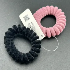 【新品】定価880円 ヘアアクセサリー ヘアゴム 2本セット ブラック パープル スプリング カラー シンプル デザイン◆B148