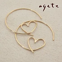 アガット K10 ハート フープ ピアス agete/25-4028