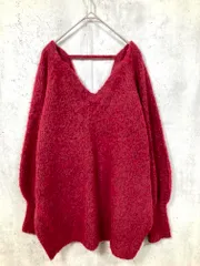 Kastane カスタネ ルーズフィット メランジVあきニットプルオーバー ニット セーター sizeF/赤  ■■ レディース