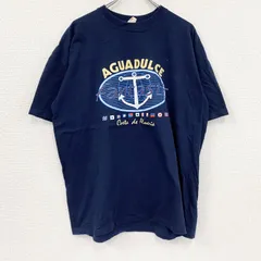半袖プリントTシャツ　紺　ネイビー　XLサイズ　古着