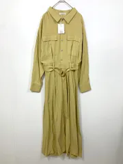 新品 natural couture ナチュラルクチュール フレア ミリタリーシャツ ワンピース sizeF/黄 ■■ レディース