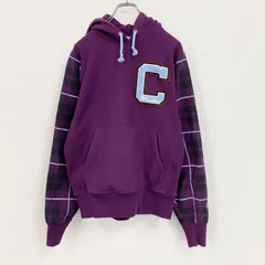 Champion　チャンピオン　リバースウィーブ　スウェットパーカー/フーディー　チェック柄　紫　パープル　Sサイズ　古着