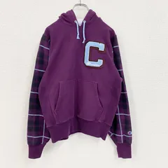 Champion　チャンピオン　リバースウィーブ　スウェットパーカー/フーディー　チェック柄　紫　パープル　Sサイズ　古着