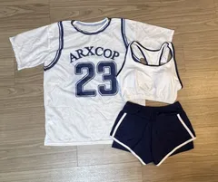 【訳あり】 タンキニ 水着 3点セット ブルー Mサイズ 体型カバー ショートパンツ ラッシュガード 一部不良