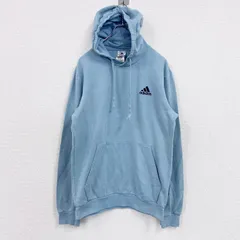 adidas　アディダス　スウェットパーカー/フーディー　パフォーマンスロゴ　水色　ブルー　Sサイズ　古着
