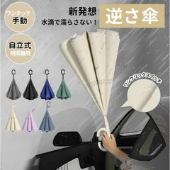 傘 逆さ傘 晴雨両用 UVカット 紫外線遮断 遮熱 遮光 2重構造 ワンタッチ開き 手動閉じ 自立式 ハンズフリー 両手自由 強風対策 風に強い 雨の日 暑さ対策 便利 M0414-RIWD-1のサムネイル
