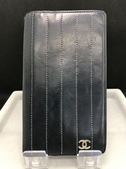 値下げ☆CHANEL(シャネル)マドモアゼル ブラックxシルバー 二つ折り長