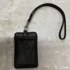 パスケース 定期入れ ストラップ ベルト レザー IDホルダー 黒【b88】