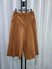ブラウン ワイド キュロットパンツ 8分