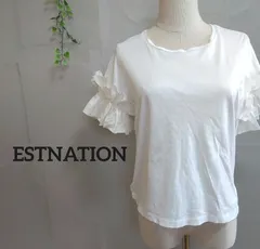 エストネーション Tシャツ トップス フリル袖  カットソー  ホワイト 38  AA2-8のサムネイル