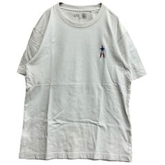 유니클로 신 울트라 맨 티셔츠 화이트 S 뒷면 프린트 × 원 포인트 [2584]
