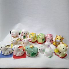 京都清水人形焼 干支置物【希少】7点セット◇ちづこ◇高橋千鶴子