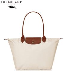 Longchamp】トートバッグ カーキ×オレンジ刺繍ロゴ Lサイズ - メルカリ