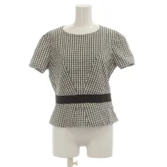 クレージュ courreges カットソー 38 黒 白 チェック柄 半袖 ウエストマーク /JP