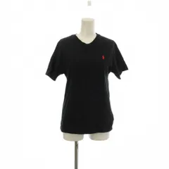 ポロ ラルフローレン POLO RALPH LAUREN Tシャツ M 黒 ブラック Vネック ロゴ刺繍 半袖 /KG