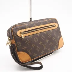 ★3日以内返品可★  LOUIS VUITTON ルイ・ヴィトン モノグラム マルリードラゴンヌGM M51825 セカンドバッグ ブラウン コーティングキャンバス レザー メンズ