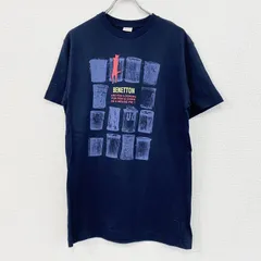 UNITED COLORS OF BENETTON　半袖Tシャツ　メッセージT　紺　ネイビー　Mサイズ　古着