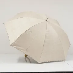 晴雨兼用日傘 LANVIN COLLECTION ランバンコレクション USED美品 レースフラワー ローズ ロゴ スカラップ刺繍 UV ベージュ 50cm S3718