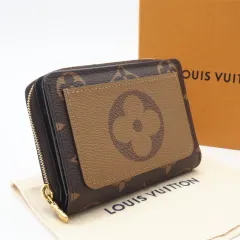 ★3日以内返品可★ 美品 LOUIS VUITTON ルイ・ヴィトン モノグラム リバース ポルトフォイユ ルー M81461 二つ折り財布 ブラウン ベージュ コーティングキャンバス グレインレザー レディース