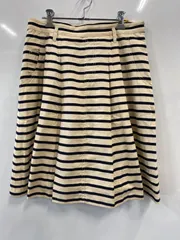 ピ747⚫︎SONIA BY SONIA RYKIEL⚫︎ソニアバイソニアリキエル⚫︎スカート⚫︎タック⚫︎ベルトループ⚫︎ボーダー⚫︎綿麻混⚫︎size46⚫︎黒×白