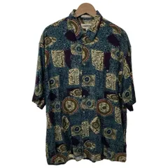 【中古】　CAMPIA 　アロハシャツ　半袖　レギュラーカラー　胸ポケット　総柄　韓国製　古着　/7034