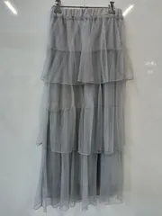 ピA631●ems excite●エムズエキサイト●スカート●ロング●シアー●ティアード●レディース●size表記なし●グレー