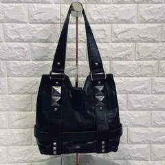 00sSAZABY/サザビー、ブラックレザーバッグ、スタッズ付ショルダーバッグ、牛革、日本製