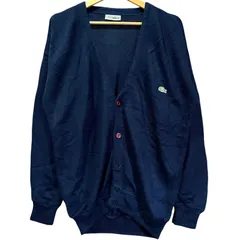 希少 70s-80s フランス製 フレンチラコステ CHEMISE LACOSTE ニット カーディガン 紺 ネイビー フレラコ ヴィンテージ ビンテージ 古着 あいみょん L XL相当 オーバーサイズ ユーロ / MS530