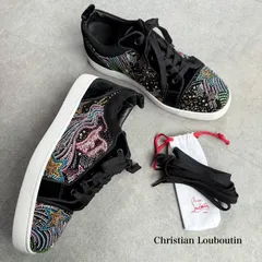 極美品 Christian Louboutin クリスチャンルブタン ハイカットスニーカー ベロア ストーン スワロフスキー ブラック 黒 マルチカラー 星 スター 41 メンズシューズ 26cm