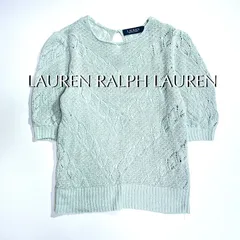 cV21 LAUREN RALPH LAUREN ドッキング 蛯原友里 着用 2点セット 透かし編み 半袖 ニット セーター シェブロンポインテールリネンセーター グリーン 緑 ローレンラルフローレン