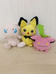42-14　ポケモン　ぬいぐるみ　ミュウ・ピカチュウ・ハネッコ　3点セット