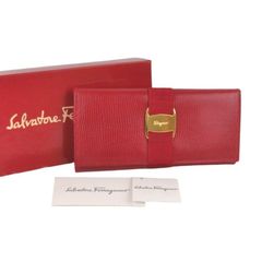 美品】Salvatore Ferragamo 長財布 レッド - メルカリ