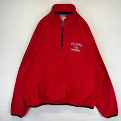 古着 チャンピオン Champion ハーフジップフリースジャケット プルオーバー 大きいサイズ ワッペン 2XL  レッド系 メンズ