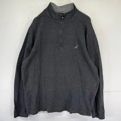 古着 ノーティカ NAUTICA スウェット ハーフジップ プルオーバー ワンポイント刺繍ロゴ 2XL  グレー系 メンズ