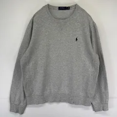 古着 ポロ・ラルフローレン POLO RALPH LAUREN スウェット 前V クルーネック ワンポイント刺繍ロゴ L  グレー系 メンズ