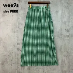 wee9s ウィークス ロングスカート F グリーン ギンガムチェック 総柄 プリーツ加工 ウエストゴム ポリエステル 203-564-2172 ボトムス フレア Aライン カジュアル デイリー きれいめ 上品 清楚 シンプル ★ ■◆
