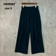 remer リメール ネイビー パンツ S ワイド ストレート スラックス ルーズ タック 落ち感 ストレッチ 伸縮性 ウエストゴム ボトムス カジュアル タウンユース シンプル ベーシック RRSTR1022007 定番 トレンド ★ ■■
