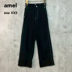 amel エイメル ブラック パンツ XXS ワイド ストレート デニム ジーンズ ステッチ 配色 ロールアップ ハイウエスト ストレッチ 伸縮性 ジャパンスコープ 8218-50806 ボトムス カジュアル デイリー 普段使い モード ★ ■■のサムネイル