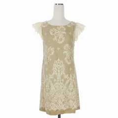 アウラアイラ AULA AILA 花柄レース ノースリーブワンピース ドレス ミニ 0 ベージュ 1111-03017