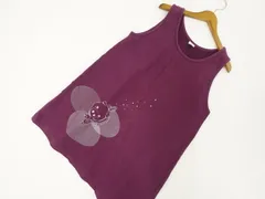 美品 ドラッグストアーズ drug store's ノースリーブ ラウンドネック チュニック 4 パープル地 シルバー 豚＆英字  中古