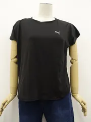 美品 プーマ PUMA Training 半袖 クルーネック カットソー スポーツ M ブラック＆ホワイト ロゴ メール便可 中古