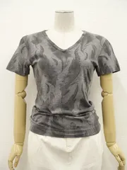 美品 5351プールオム 5351Puor Les Hommes 洗える 半袖 Vネック Tシャツ 2 グレー杢地 グレー 羽根柄 シルバーラメ メール便可 中古のサムネイル