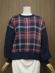 美品 アースミュージック＆エコロジー earth music＆ecology JapanLabel 新テニスの王子様 洗える長袖 クルーネック ニットセーター F 青＆赤系 白 青  中古