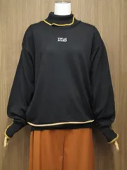 美品 マンシングウェアグランドスラム Munsingwear Grand-Slam 洗える長袖 タートルネック ニットセーター M ブラック＆シルバー 英字＆ブラウン ライン  中古のサムネイル