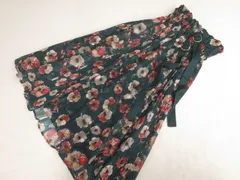 美品 レディアゼル REDYAZEL 洗えるロング丈 プリーツスカート F グリーン系地 ホワイト バーガンディ ピンク ブラウン 花柄 中古