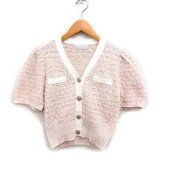 セルフォード CELFORD カーディガン Vネック 配色 36 ライトピンク /FT44