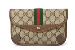 グッチ ポーチ オールドグッチ/ヴィンテージ GGプラス シェリーライン ベージュ/ブラウン【中古】