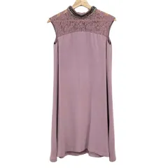 ダイアグラム ワンピース サイズ36 S レディース美品  - ライトパープル×クリア ノースリーブ/ひざ丈/ビジュー/ラインストーン/レース