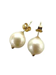 【中古】K10 パール　ピアス　シンプルデザイン　金アクセサリー　ジュエリーアクセサリー＿セルモアから出品＿s-0156-r29